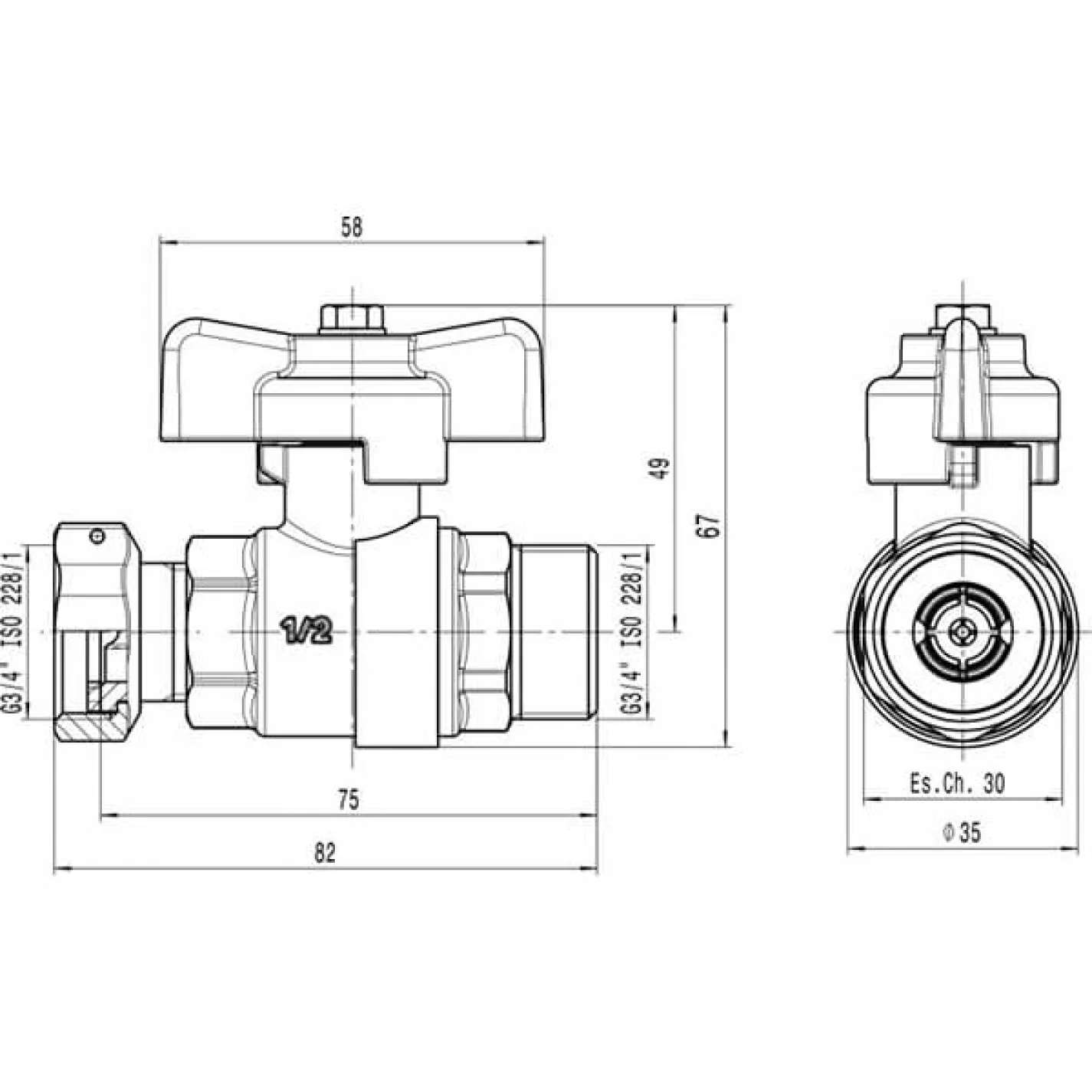 Кран кульовий із зворотним клапаном Caleffi S.p.a. 3/4Н x 3/4НГ 16 bar (334500) - Фото 1