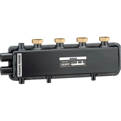 Гидравличный сепаратор-коллектор Caleffi SEPCOLL 1x1 1/2 ВВ 2 пары 125 мм (559220)