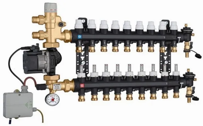 Колектор в шафі зі змішувальною групою і насосом Caleffi UPS 3/4" Зx9x3/4" З (1825I5)