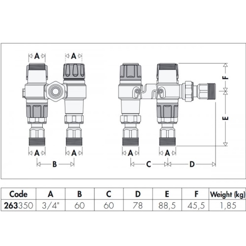 Комплект подключения/регулировки емкости и котла с тепловой интеграцией Caleffi Solarincal-T Plus 3/4" с тепловой интеграцией (263350)- Фото 2