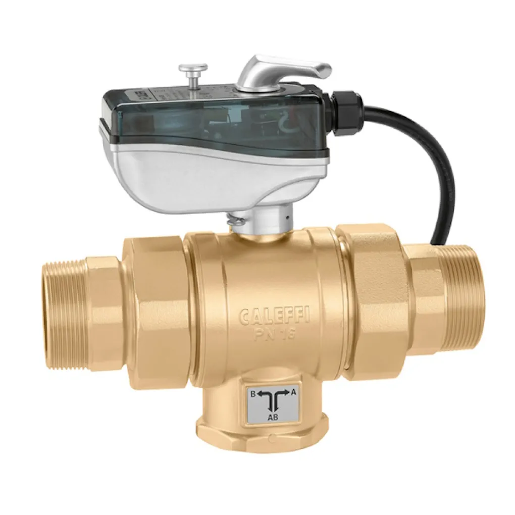 Кран шаровой 3-ходовой сервоприводом Caleffi 638 1" L-образный (638063)- Фото 1