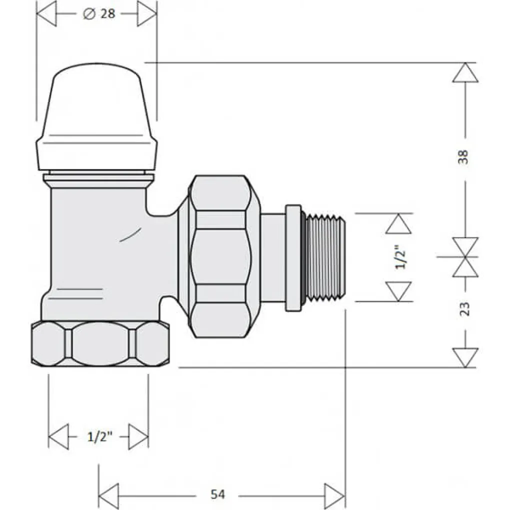 Кран радиаторный отсекающий Caleffi S.p.a. 1/2 10 bar угловой (431422)- Фото 2