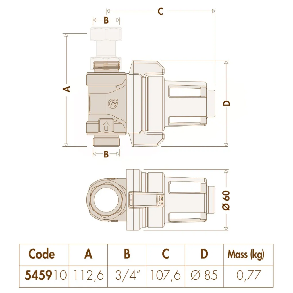 Магнітний фільтр для котла Caleffi XS 3/4 ВЗ (545910)- Фото 2