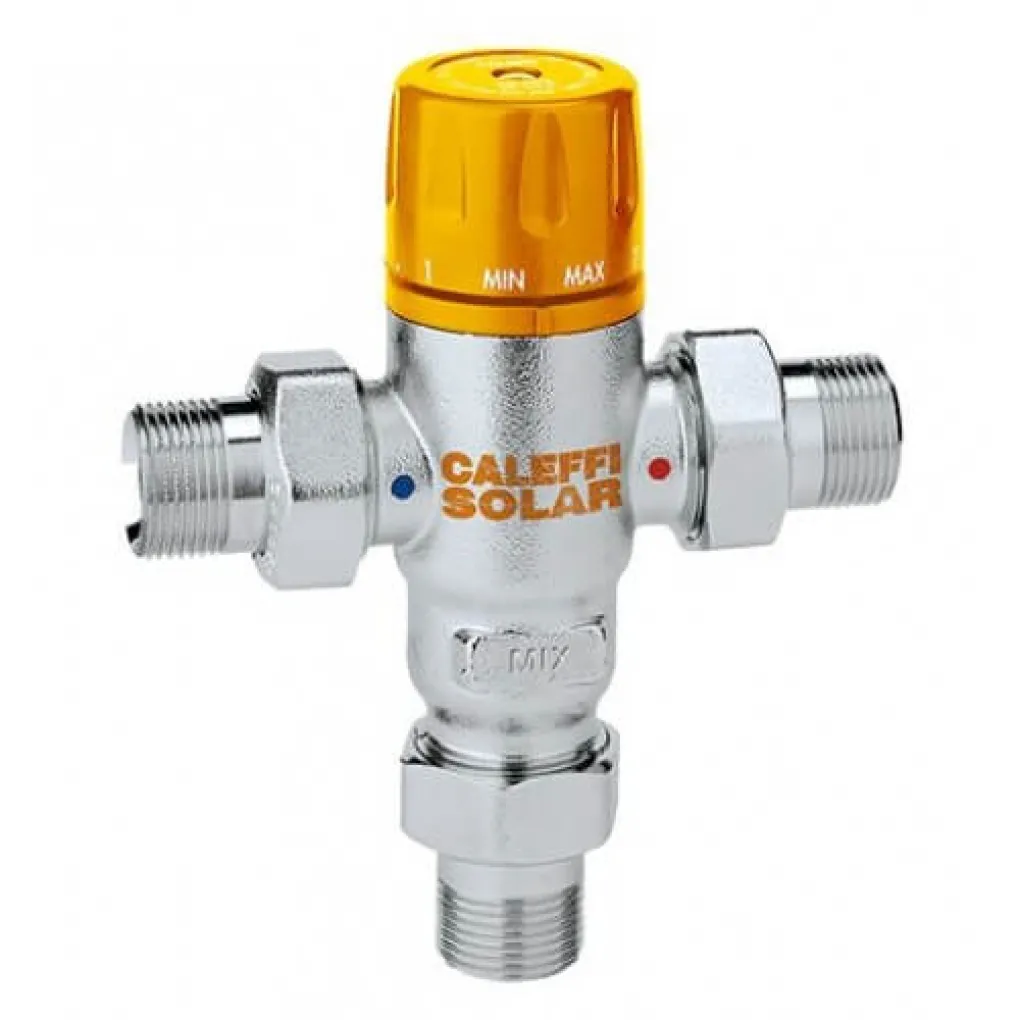 Термостатичний змішувальний клапан із сітчастими фільтрами та зворотними клапанами Caleffi Solar 1/2 ПН (252714)