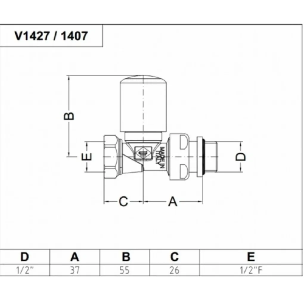 Кран-термостат Carlo Poletti First Thermo 1/2 прямий (V142710CB)- Фото 2