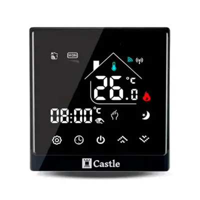 Програмований терморегулятор Castle АС8400H для теплої підлоги, чорний