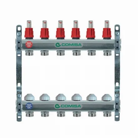 Колектор для теплої підлоги Comisa 1x3/4 на 11 контурів з витратоміром нержавіюча сталь