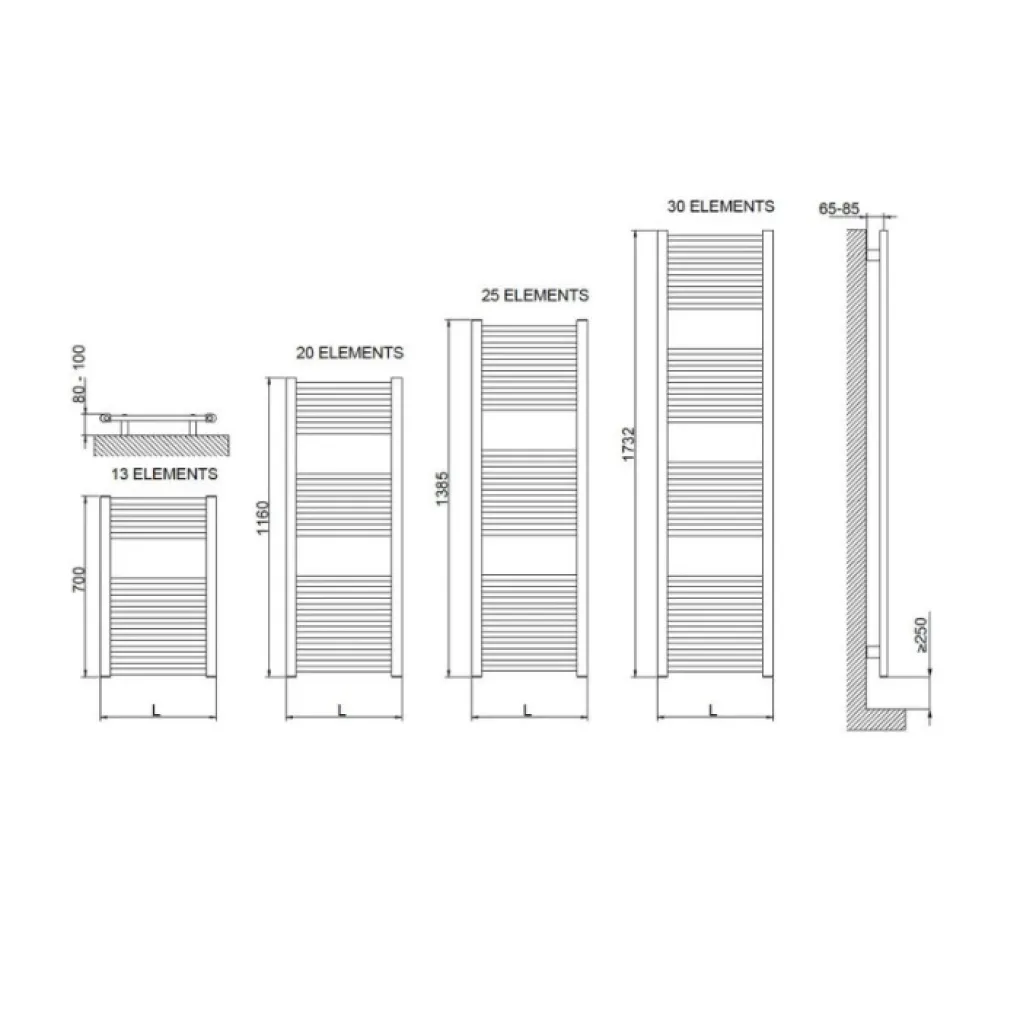 Електрична рушникосушка Cordivari Lisa 22 Electric 1732x500 біла (3581646100057)- Фото 4