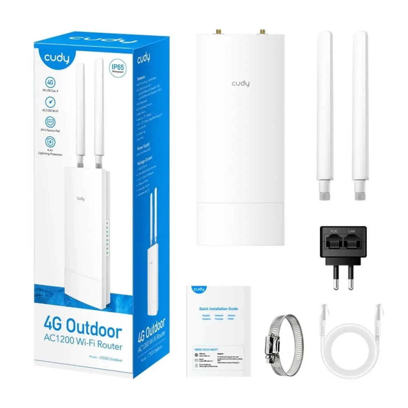 LTE-маршрутизатор наружный Cudy LT500 OUTDOOR CAT4 WiFi 5 Mesh 4G двухдиапазонный - Фото 3