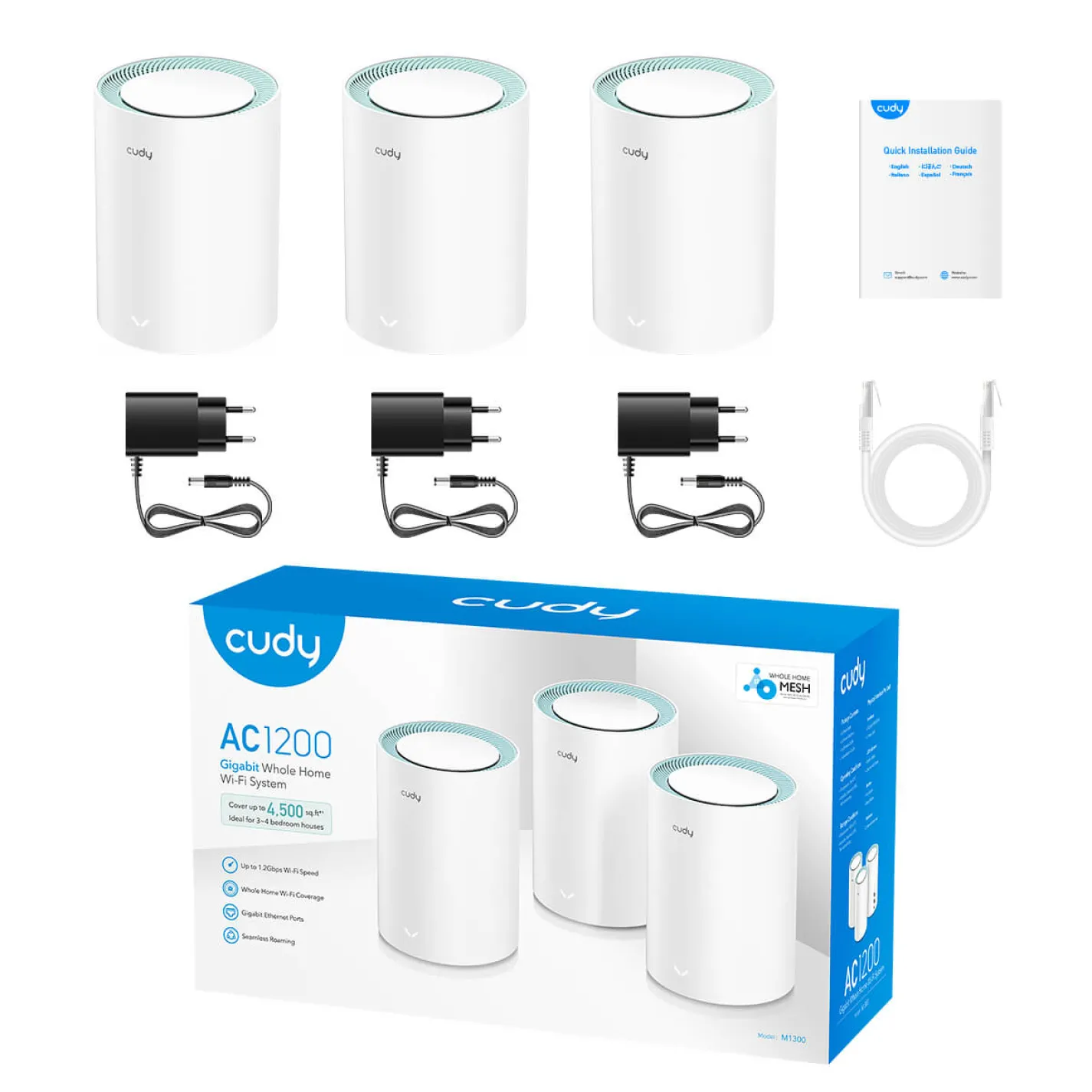Mesh-маршрутизатор Cudy M1300 WiFi 5 (3-Pack) двухдиапазонный гигабитный - Фото 3