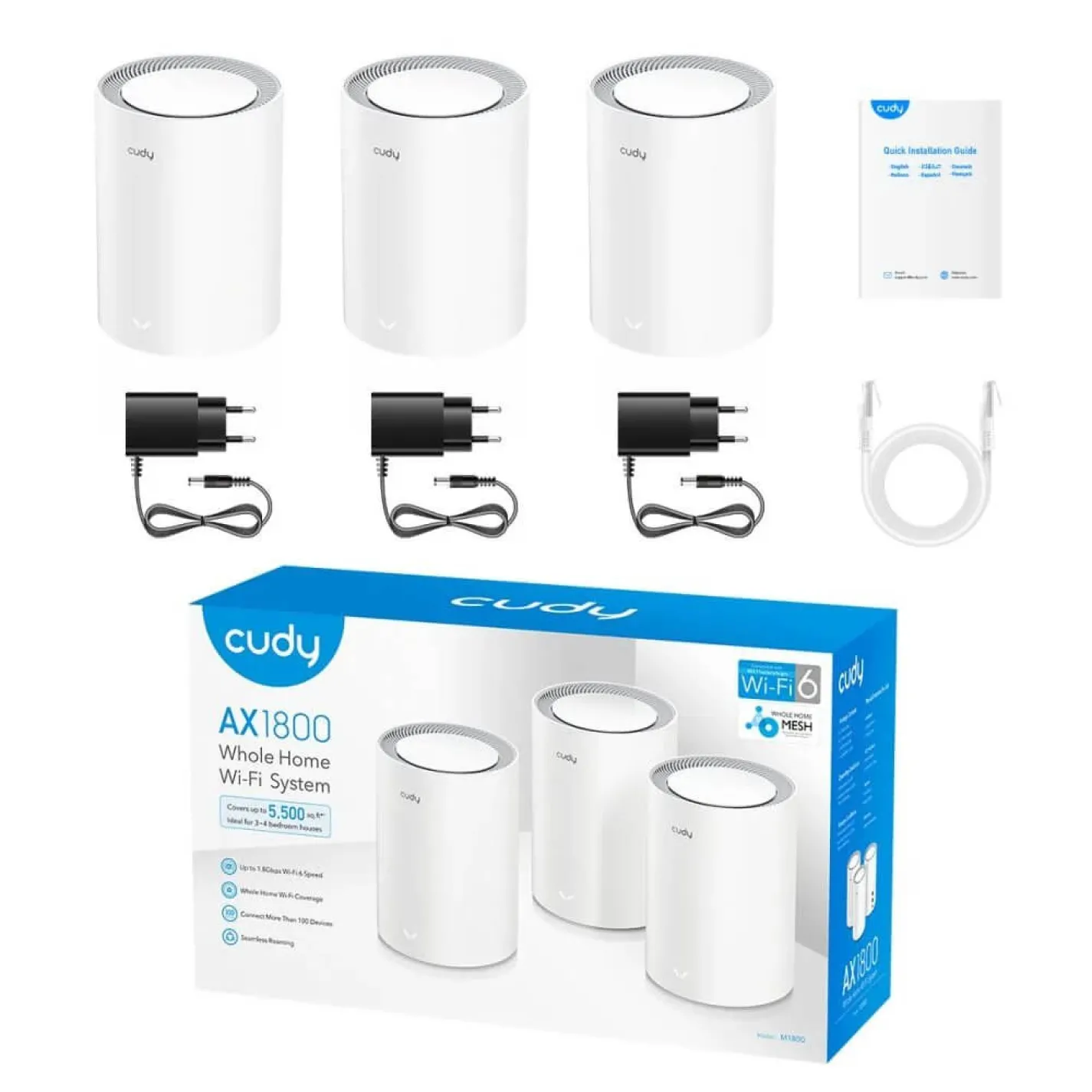Mesh-маршрутизатор Cudy M1800 WiFi 6 (3-Pack) двухдиапазонный гигабитный - Фото 3