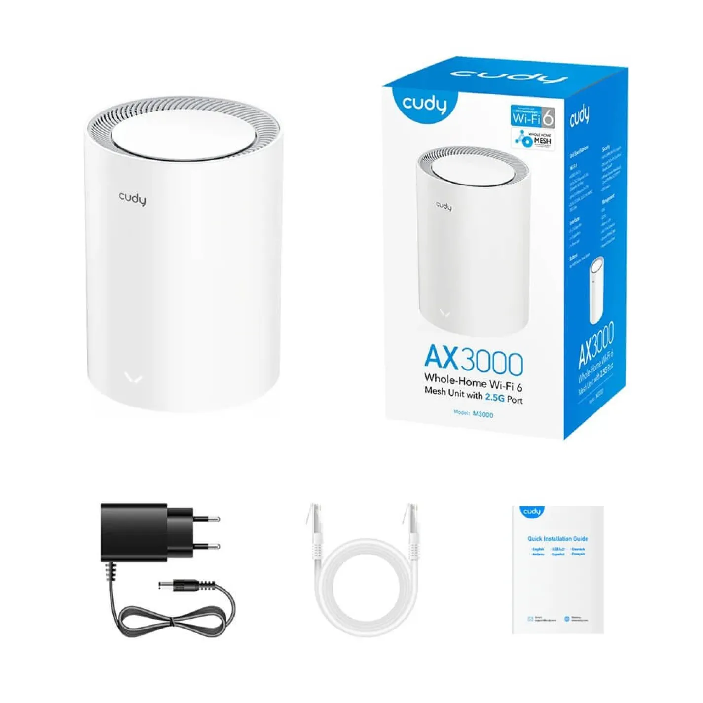 Mesh-маршрутизатор Cudy M3000 V2.0 WiFi 6 2.5G White (1-Pack) двухдиапазонный - Фото 2