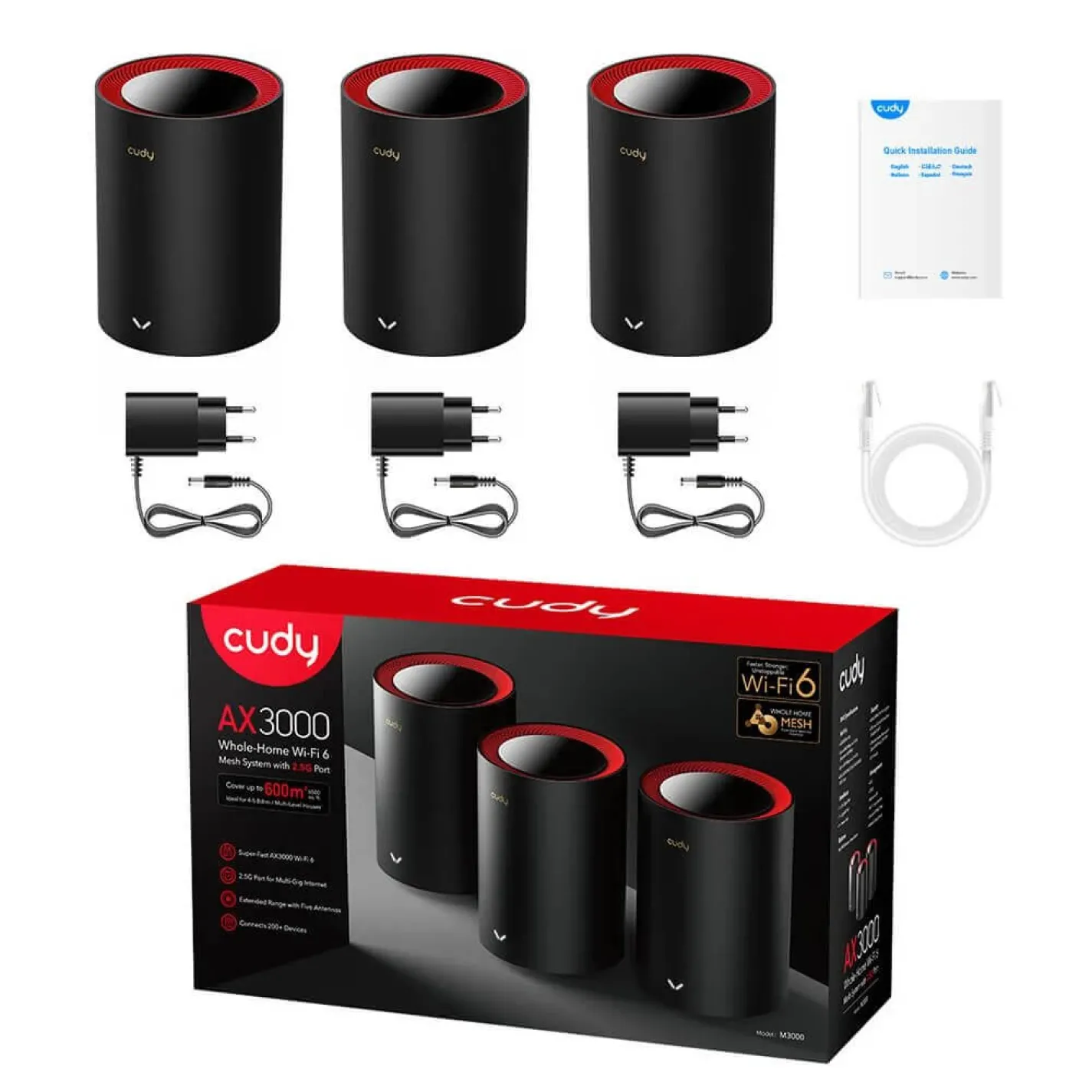 Mesh-маршрутизатор Cudy WiFi 6 2.5G Cudy M3000 (3-Pack) двухдиапазонный - Фото 3