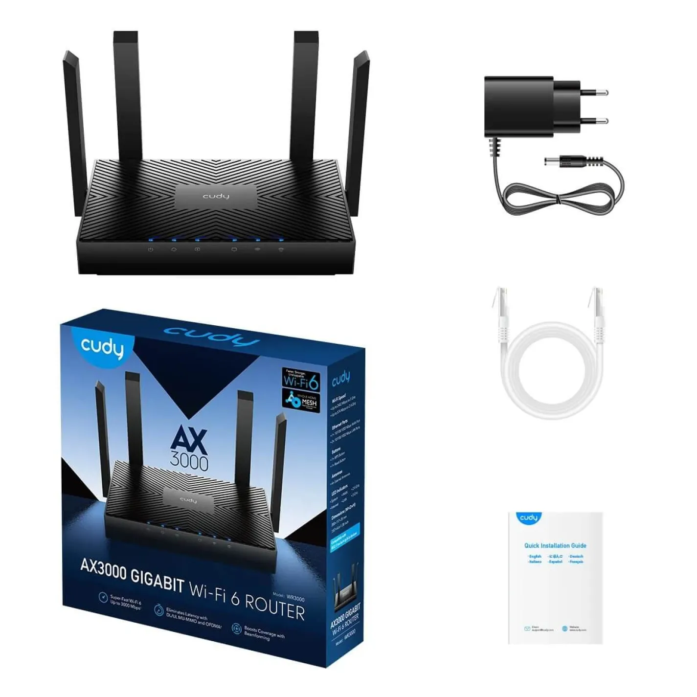 Mesh-маршрутизатор Cudy WR3000 WiFi 6 двухдиапазонный гигабитный - Фото 2
