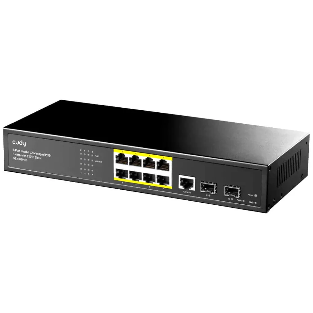 PoE-коммутатор 11-портовый Cudy управляемый L2 GS2008PS2 гигабитный с 8 портами PoE- Фото 1