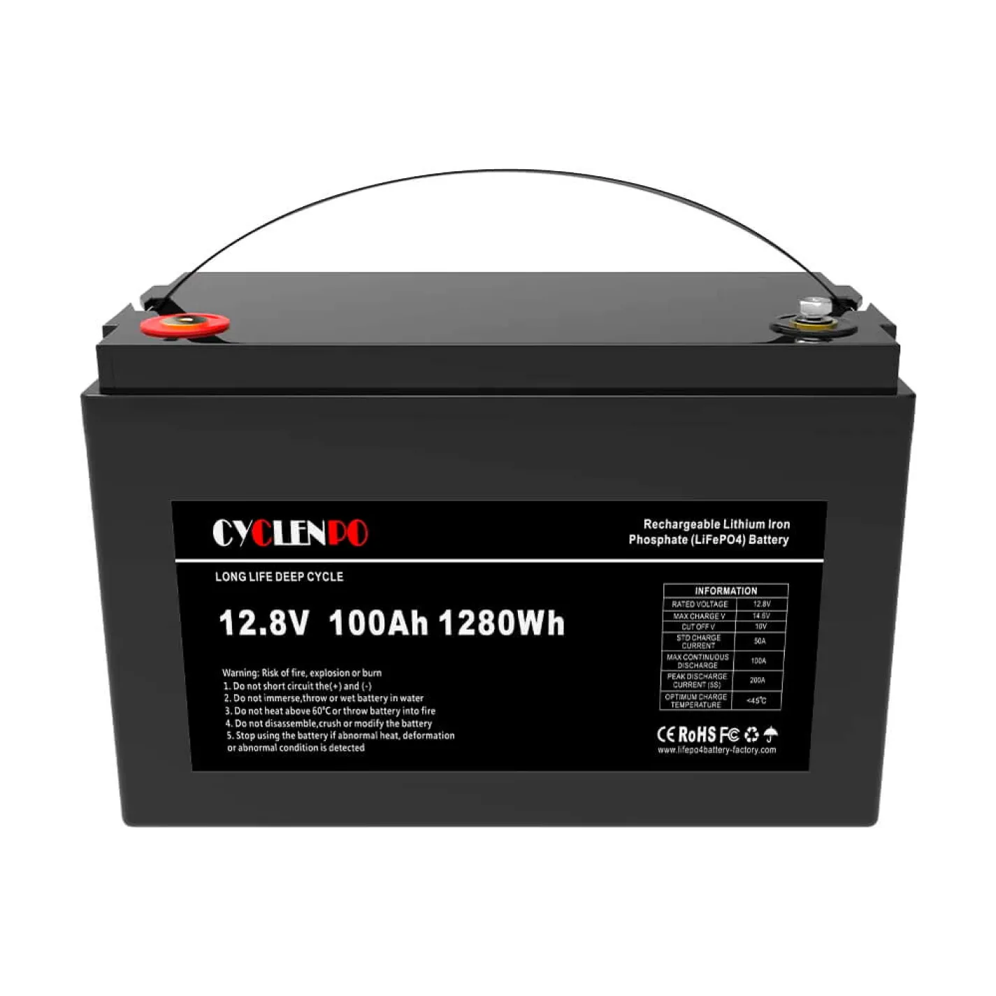 Акумуляторна батарея літій-залізо-фосфатна Cyclen 12.8В 100Аг 12.8V 100AH LiFePo4 (44-00075) - Фото 1