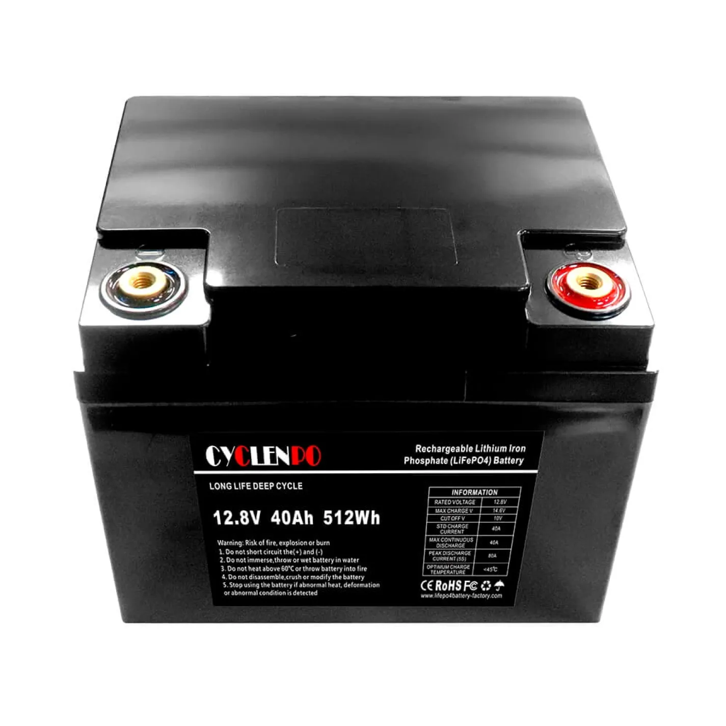 Аккумуляторная батарея литий-железо-фосфатная Cyclen 12.8В 40Аг 12.8V 40AH LiFePo4 (44-00078) - Фото 2