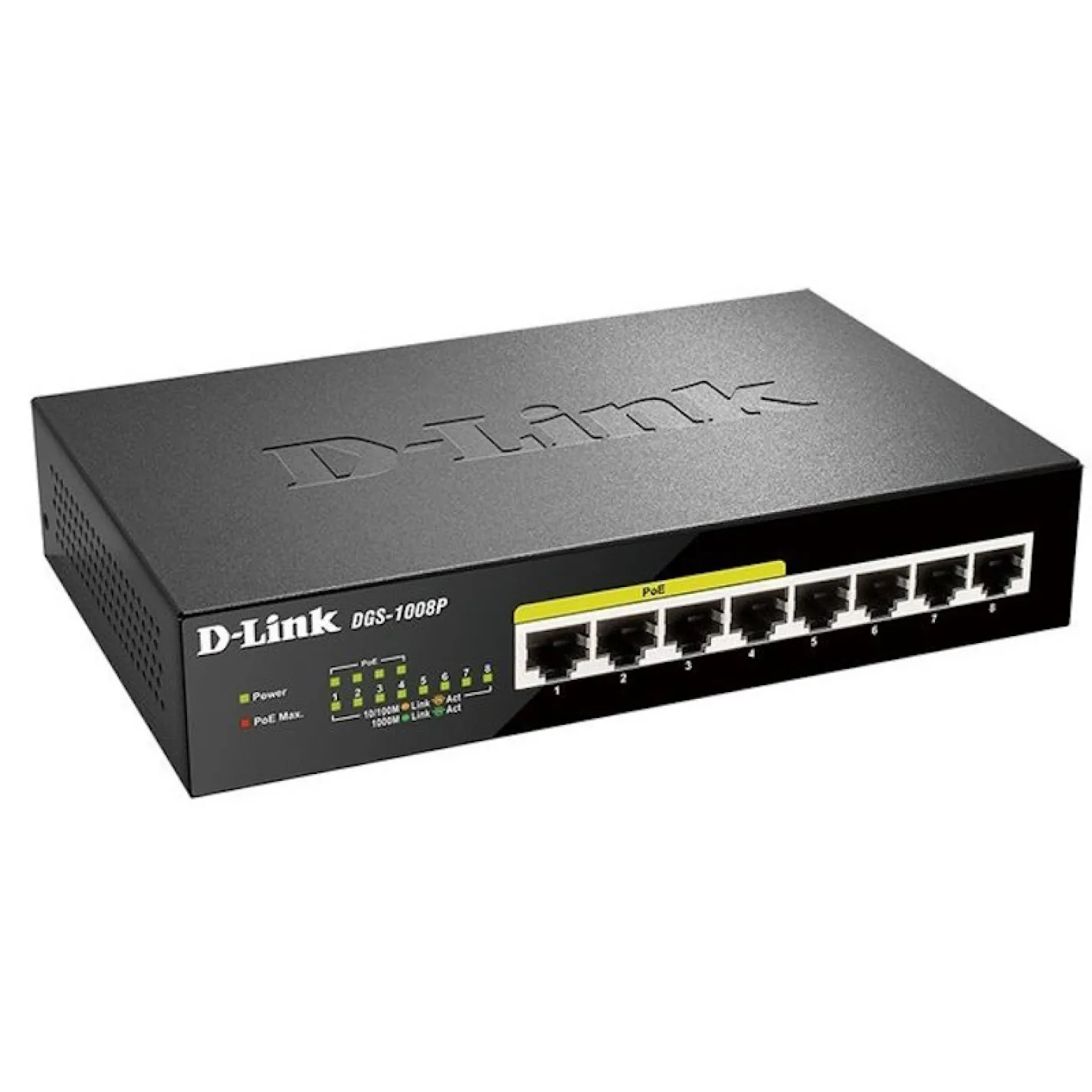 Коммутатор D-Link DGS-1008P, 8xGE 4xGE PoE, 4xGE, 80Вт - Фото 1