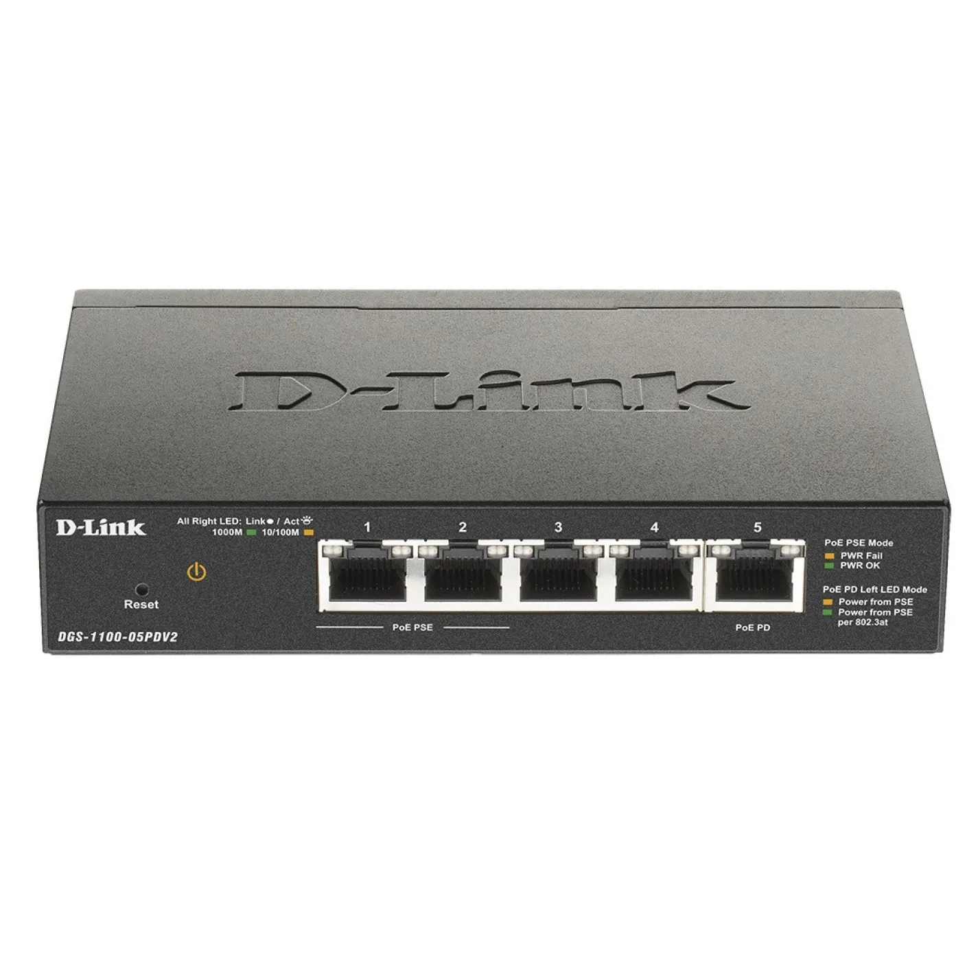 Комутатор D-Link DGS-1100-05PD 5xGE, 2xGE, 2xGE PoE, 1xGE PD, 18Вт - Фото 1