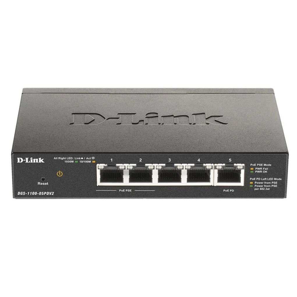 Коммутатор D-Link DGS-1100-05PD 5xGE, 2xGE, 2xGE PoE, 1xGE PD, 18Вт- Фото 2