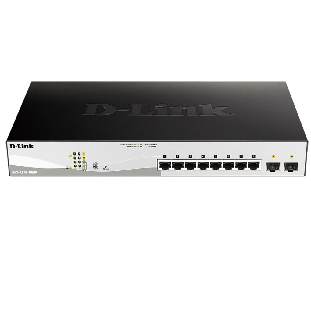 Комутатор D-Link DGS-1210-10MP 8xGE PoE, 2xSFP, 130Вт- Фото 1