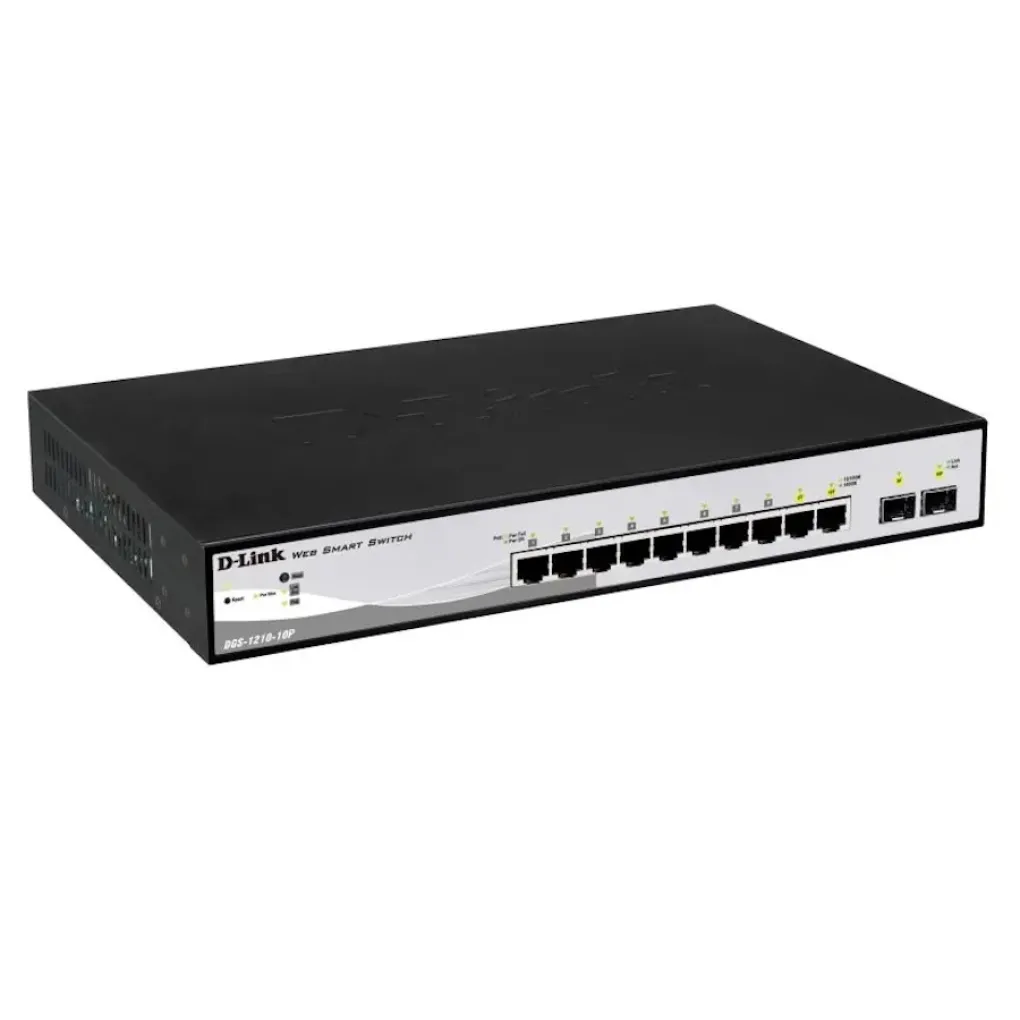 Комутатор D-Link DGS-1210-10P 8xGE PoE, 2xSFP, 78Вт- Фото 1