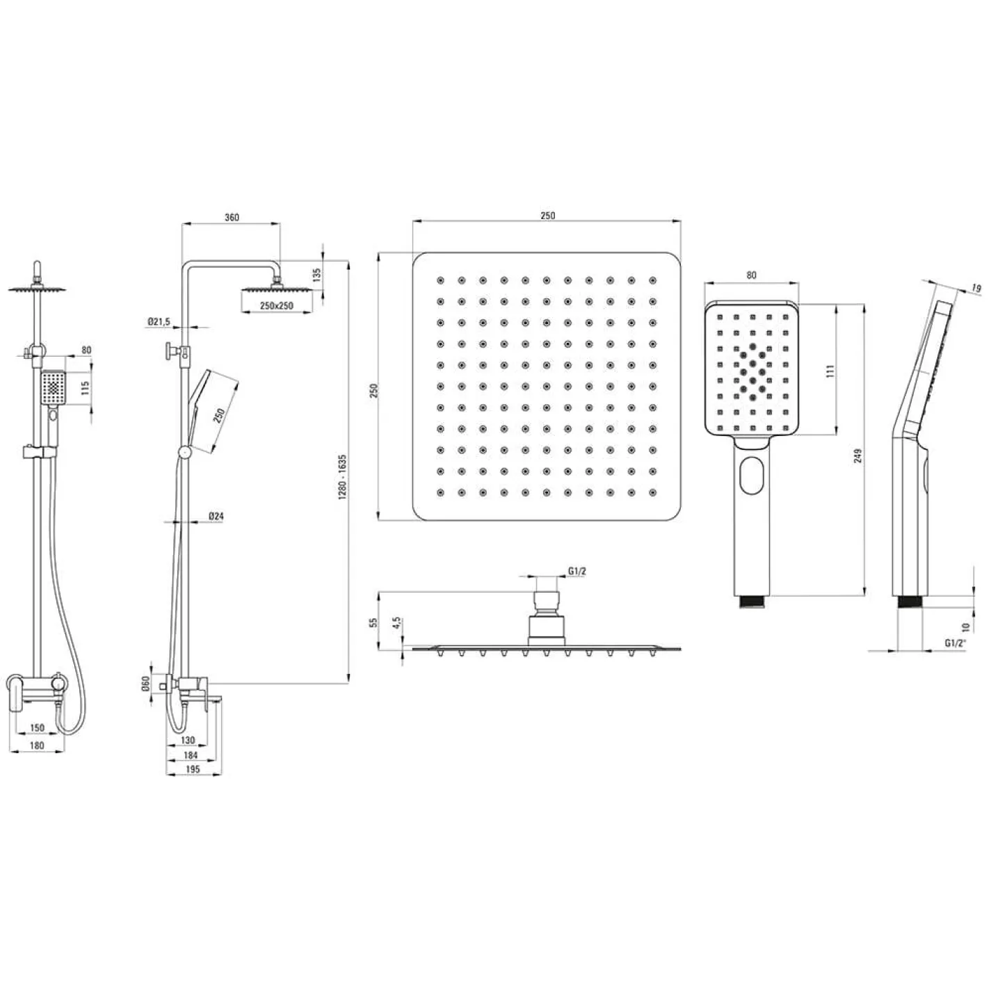 Душевая система Deante Alpinia со смесителем для ванной, душ - 1 функц., хром (NAC_01AM) - Фото 1