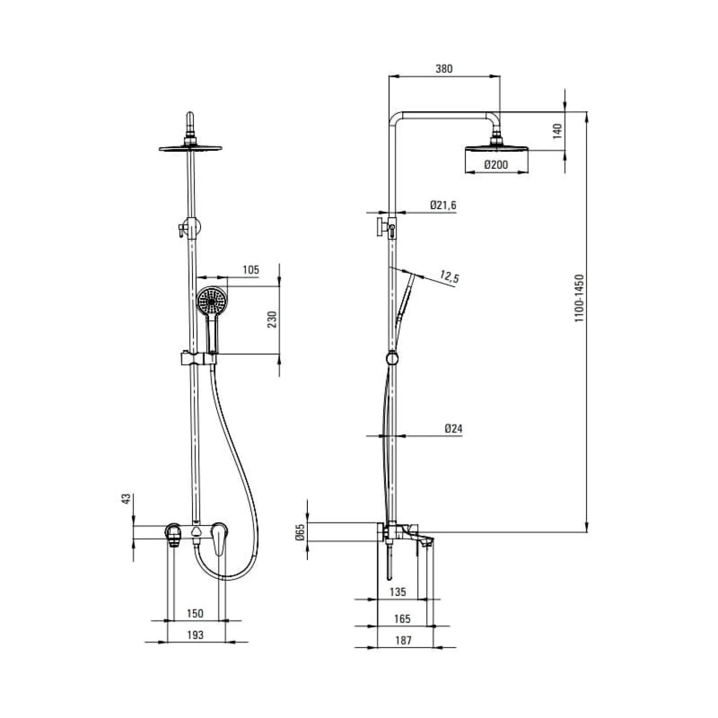 Душевая система Deante Coriander со смесителем для ванной, душ - 3 функц., хром (NAC_01JM) - Фото 1
