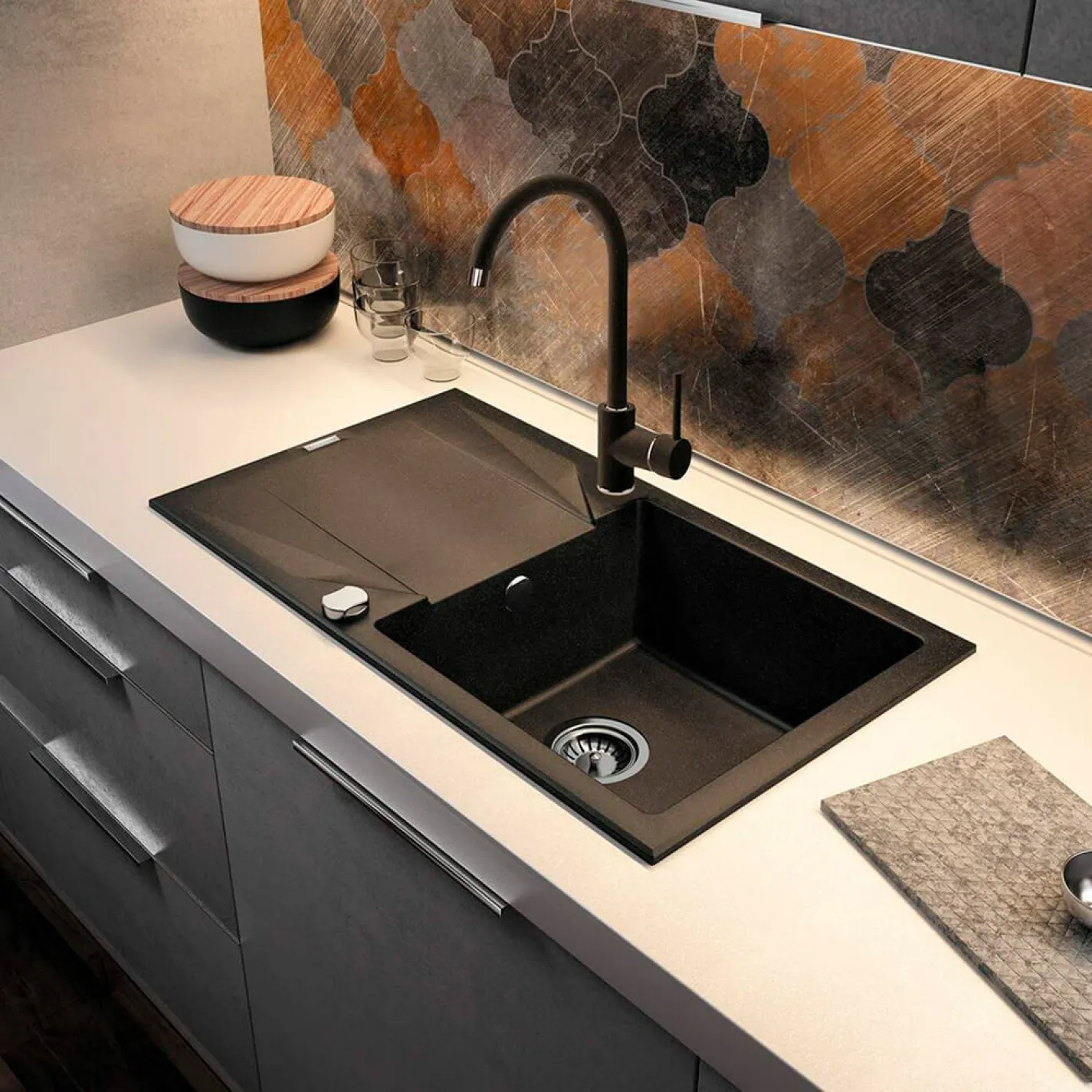 Мийка кухонна Deante Evora, граніт, з крилом, графіт (ZQJ_2113) - Фото 4
