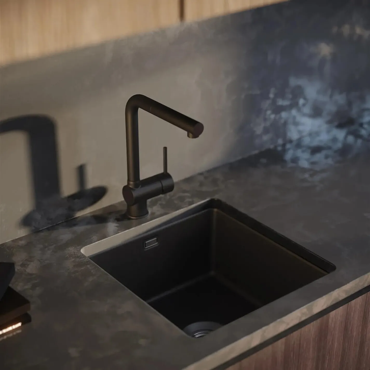 Мийка кухонна Deante Sabor, кераміка, без крила, врізна+накладна, чорний (ZCB_N103) - Фото 3