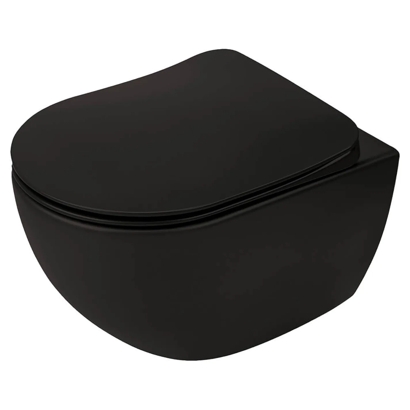 Унитаз подвесной Deante Peonia безободочный, сиденье в комплекте, черный (CDEDNZPW) - Фото 1