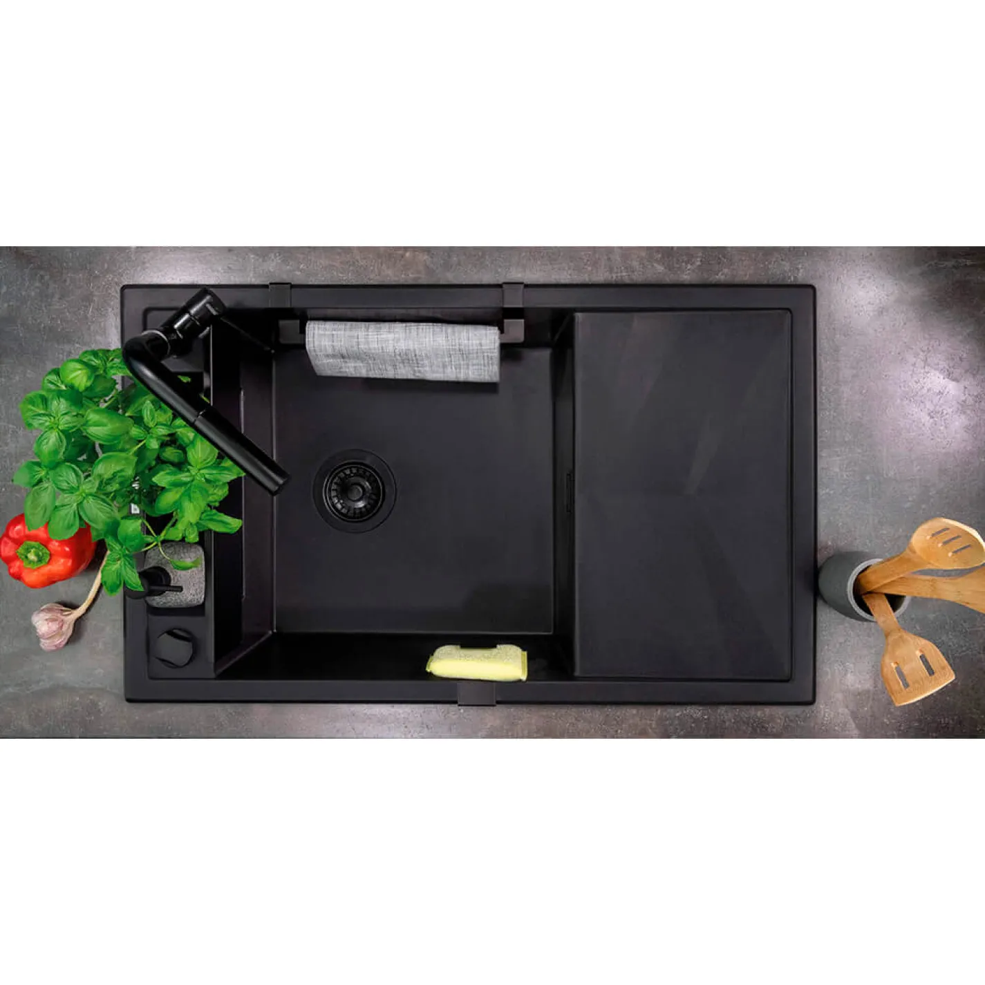 Змішувач для кухні Deante Silia, витяжний, 1 важіль, чорний (BQS_N73M) - Фото 3