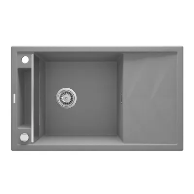 Мийка кухонна Deante Magnetic, граніт, з крилом, накладна, сірий (ZRM_S113)