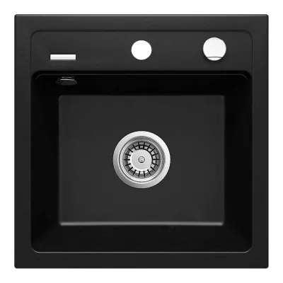 Мийка кухонна Deante Zorba, граніт, без крила, накладна, накладна, чорний (ZQZ_N103)