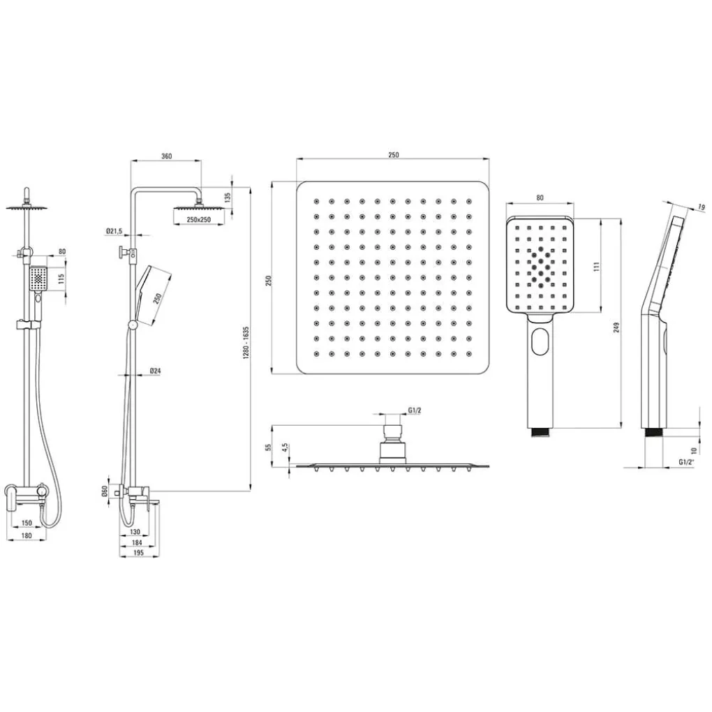 Душевая система Deante Alpinia со смесителем для ванной, душ - 1 функц., хром (NAC_01AM)- Фото 2