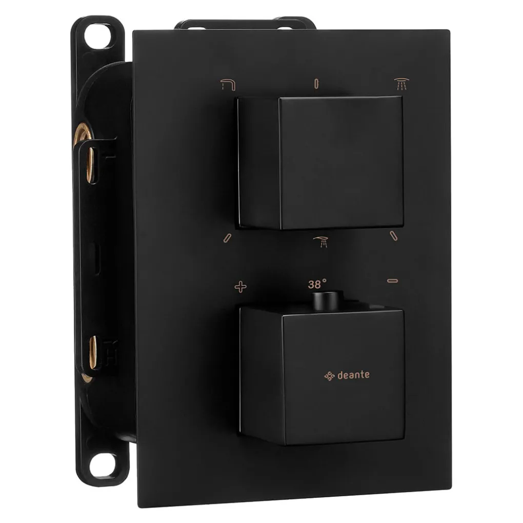 Душевой набор Deante Box с термостатическим смесителем и верхним душем, черный (BXYZNEAT)- Фото 4