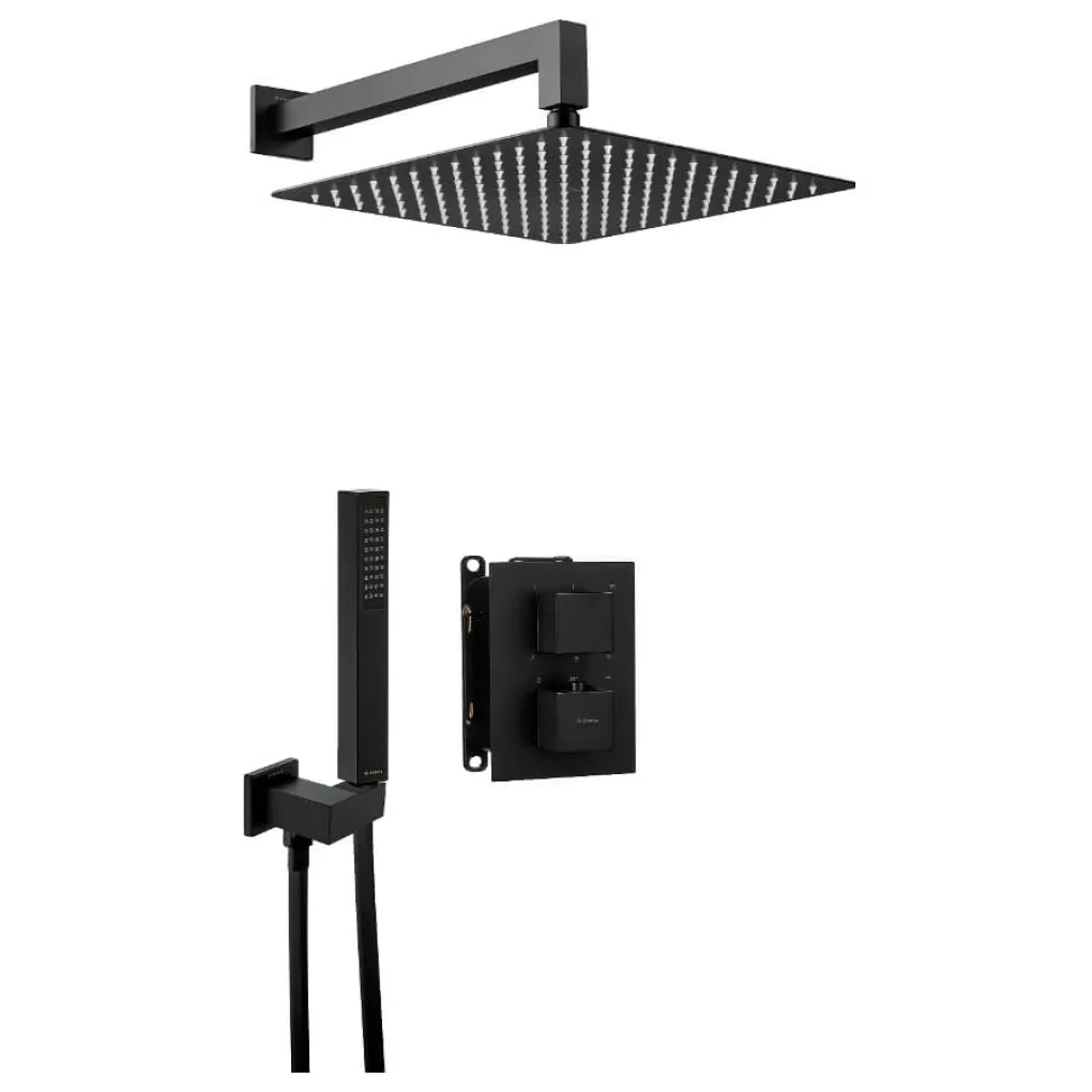 Душевой набор Deante Box с термостатическим смесителем и верхним душем, черный (BXYZNEAT)- Фото 1