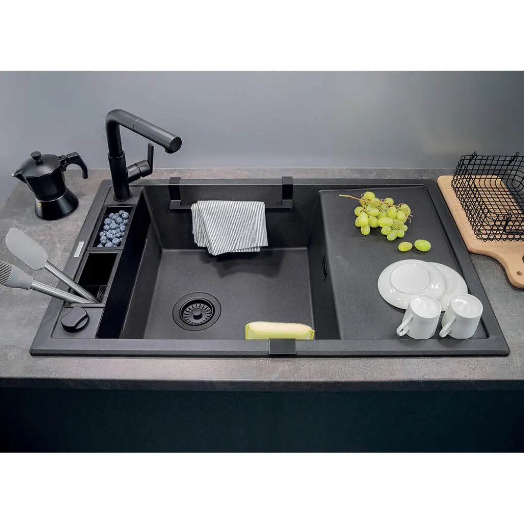 Мийка кухонна Deante Magnetic, граніт, прямокут, врізна, чорний (ZRM_N11A)- Фото 2