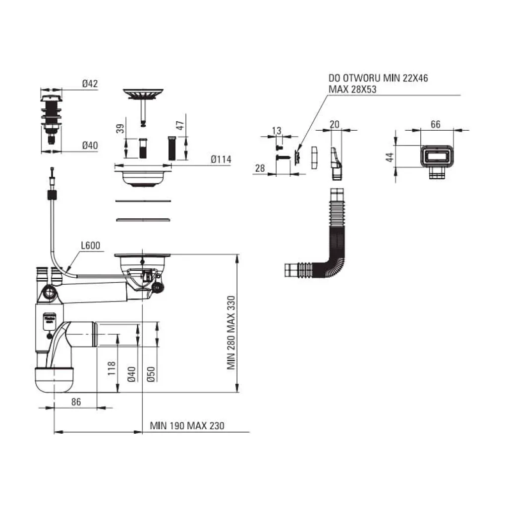 Мийка кухонна Deante Magnetic, граніт, з крилом, алебастр (ZRM_A11A)- Фото 3