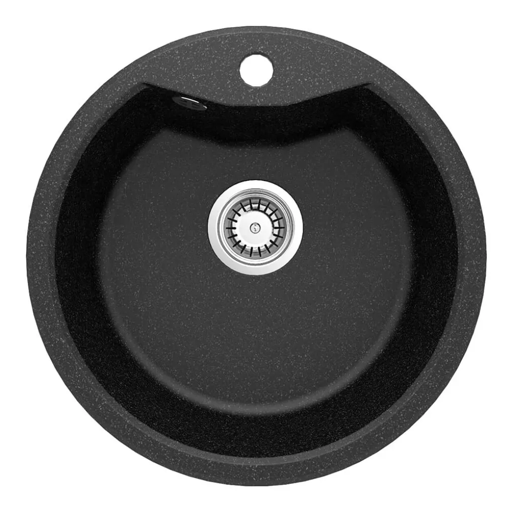 Мийка кухонна Deante Solis, граніт, круг, без крила, накладна, графіт (ZRS_2803)- Фото 1