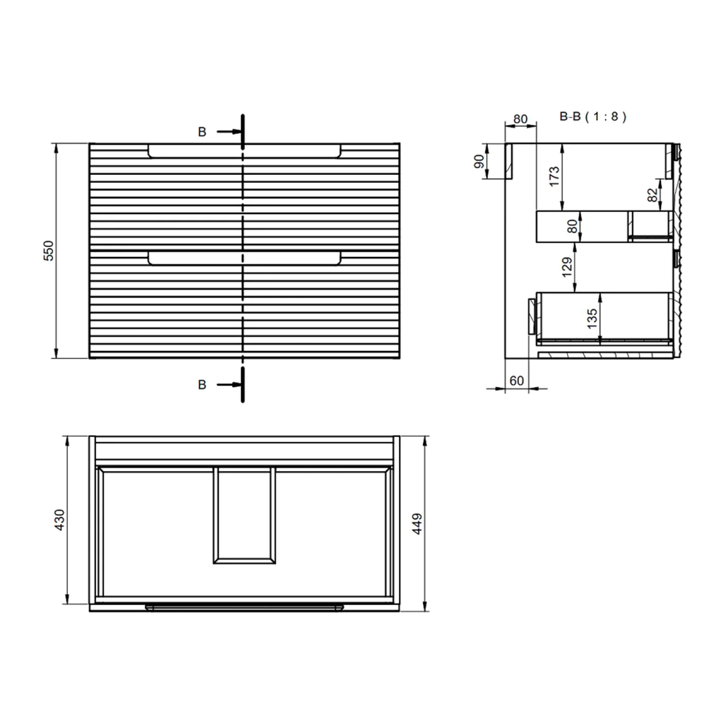 Тумба с раковиной Devit Acqua 449х800х550, белый (088169W) - Фото 1