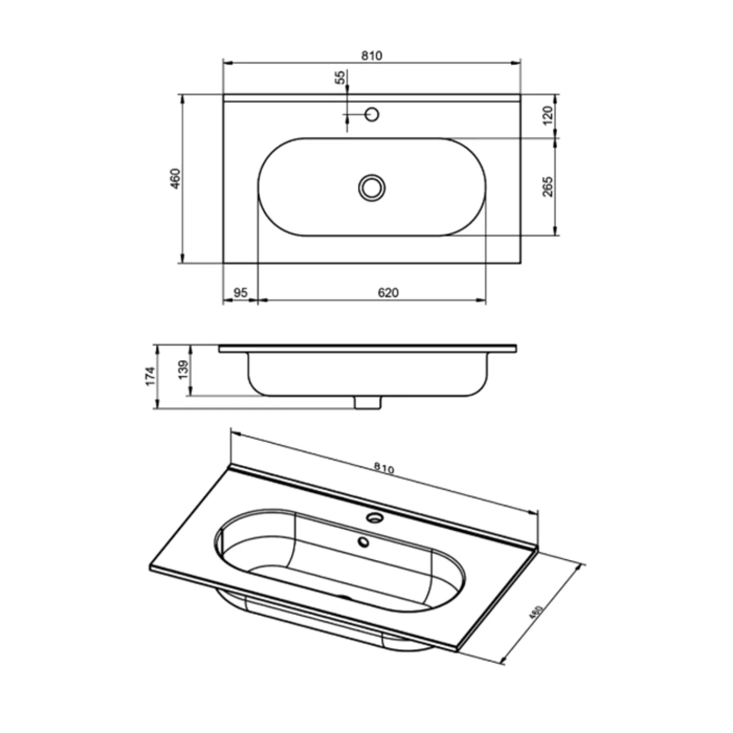 Тумба з раковиною Devit Acqua 460х800х550, темний горіх (074817V) - Фото 2