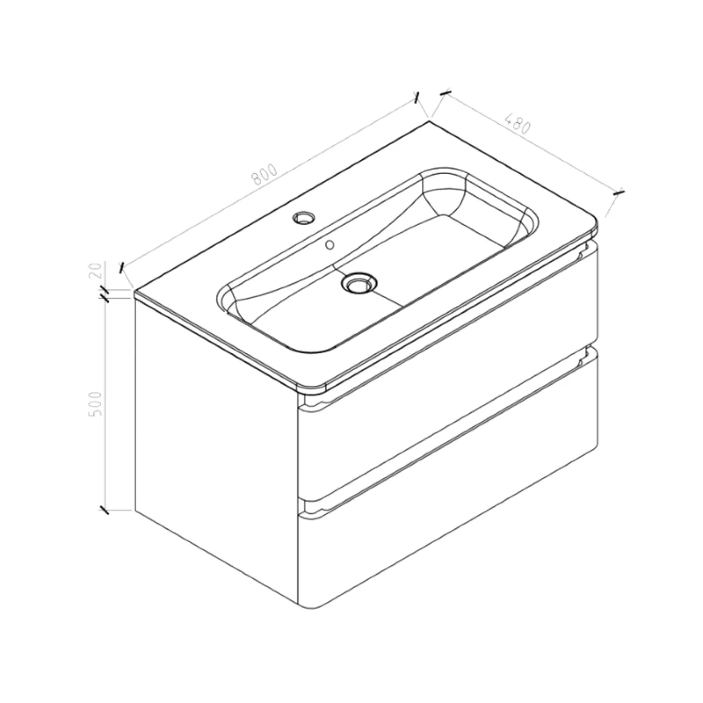 Тумба з раковиною Devit Fly 480х800х520, сірий (0021120G) - Фото 3