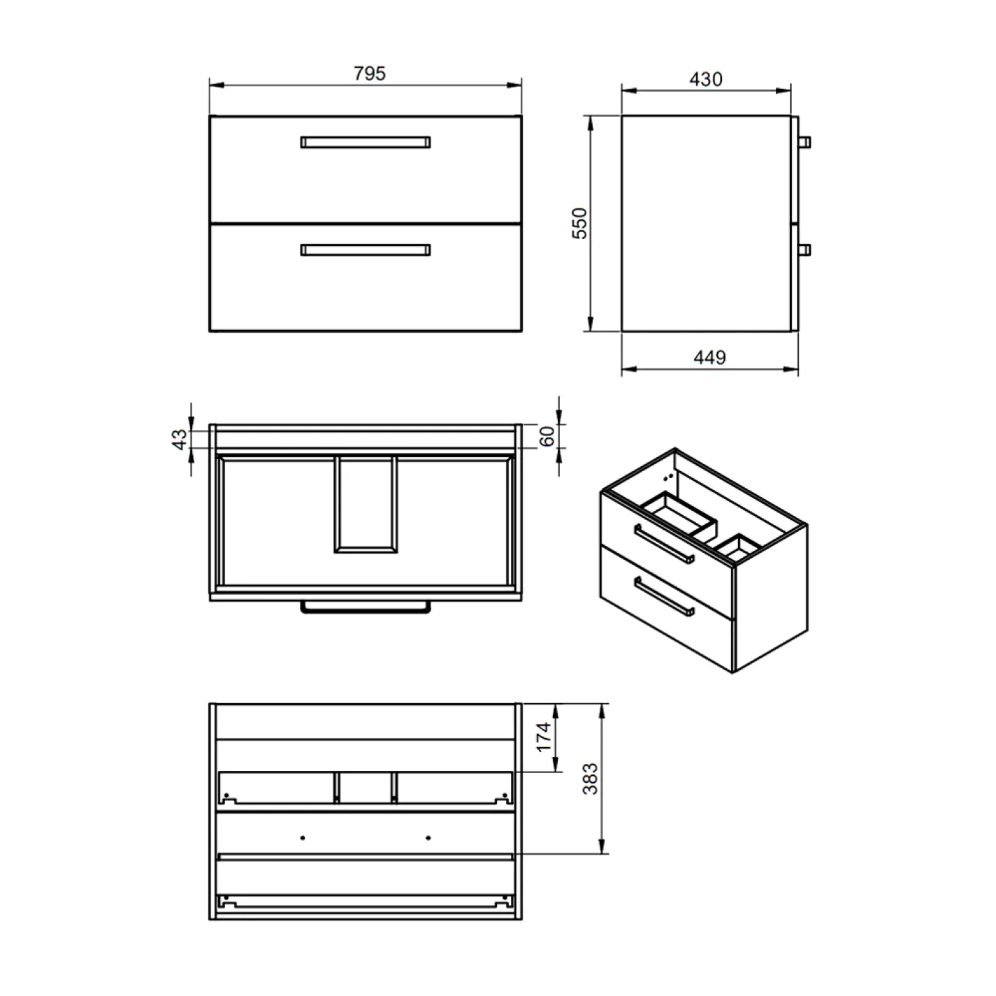 Тумба с раковиной Devit Fresh 449х795х550, белый (088728W) - Фото 1