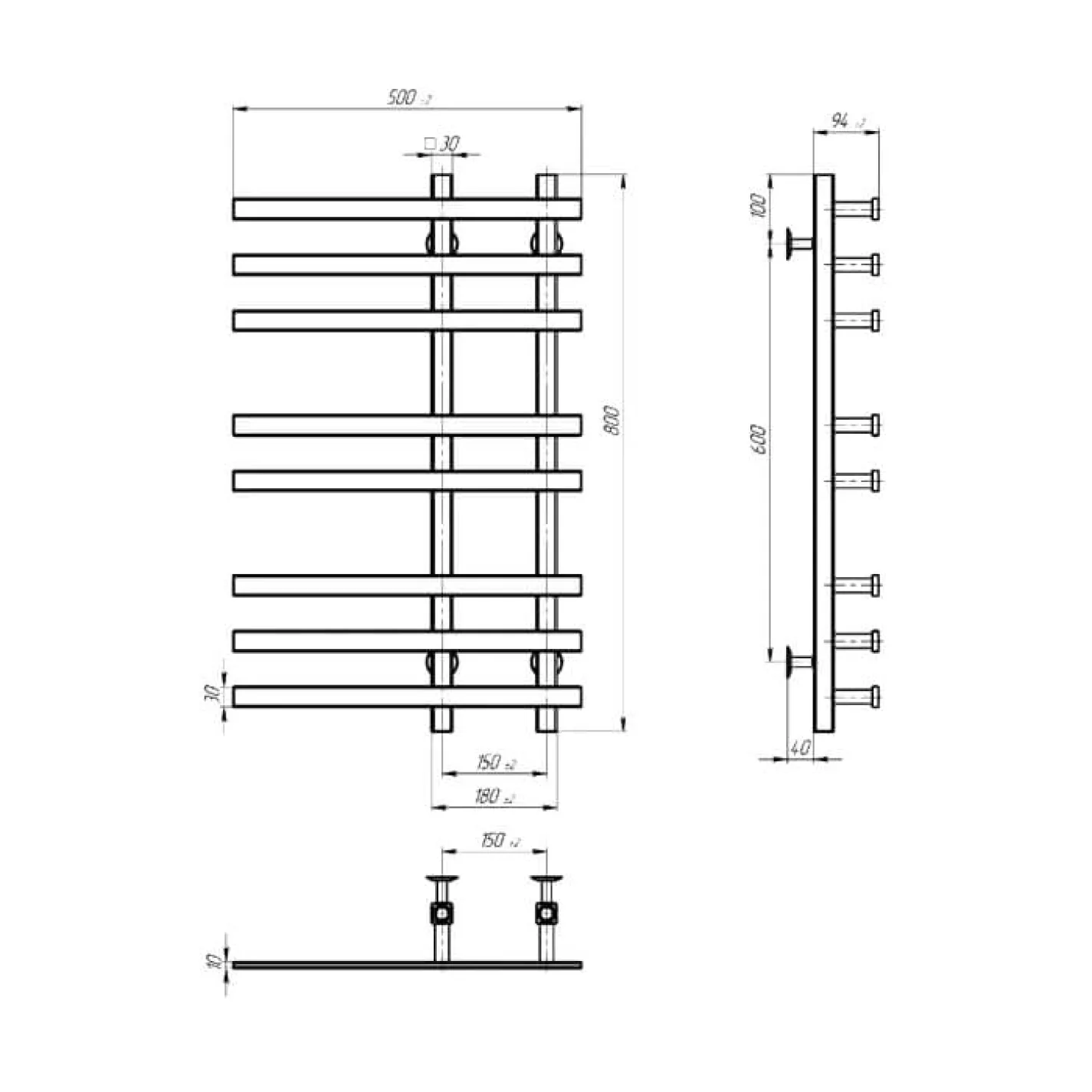 Водяна рушникосушка Devit Linea П8 500х800, хром (LI500800) - Фото 2