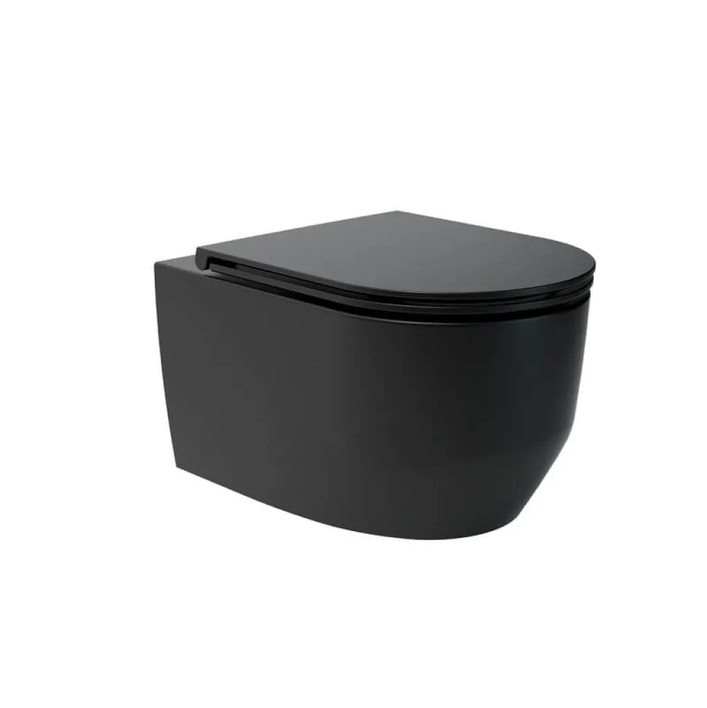 Унитаз подвесной безободочный Devit Art 3.0 с крышкой, черный (3030140B)- Фото 1