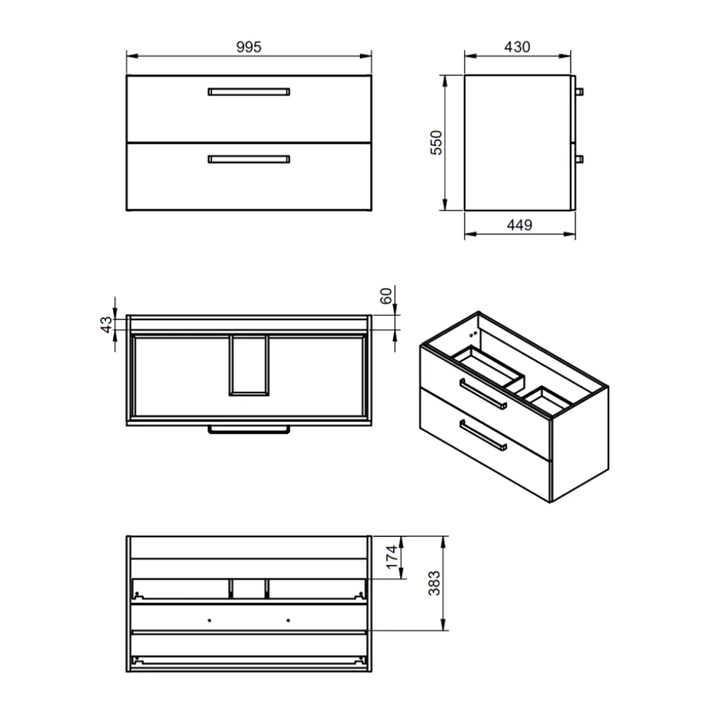 Тумба с раковиной Devit Fresh 449х995х550, белый (088735W)- Фото 2