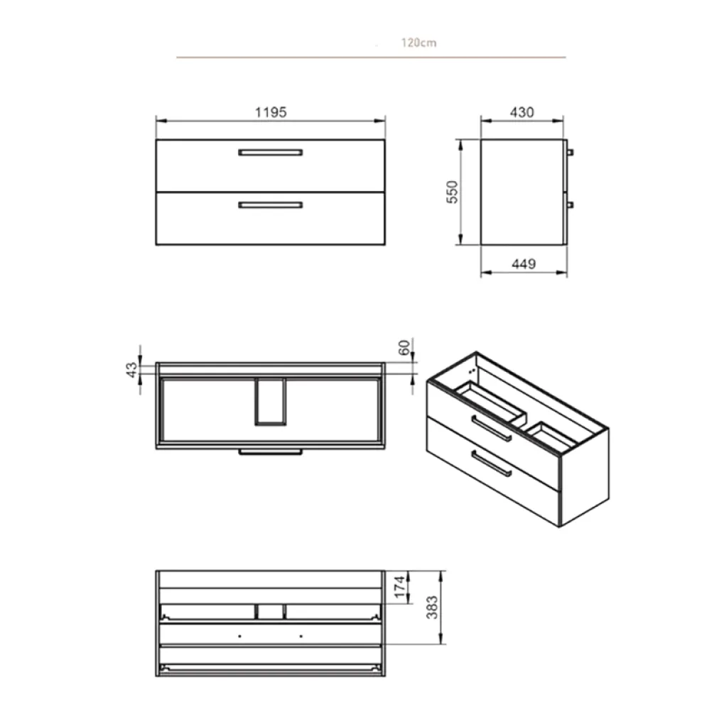 Тумба с раковиной Devit Fresh 450х1195х550, белый (073818W)- Фото 2