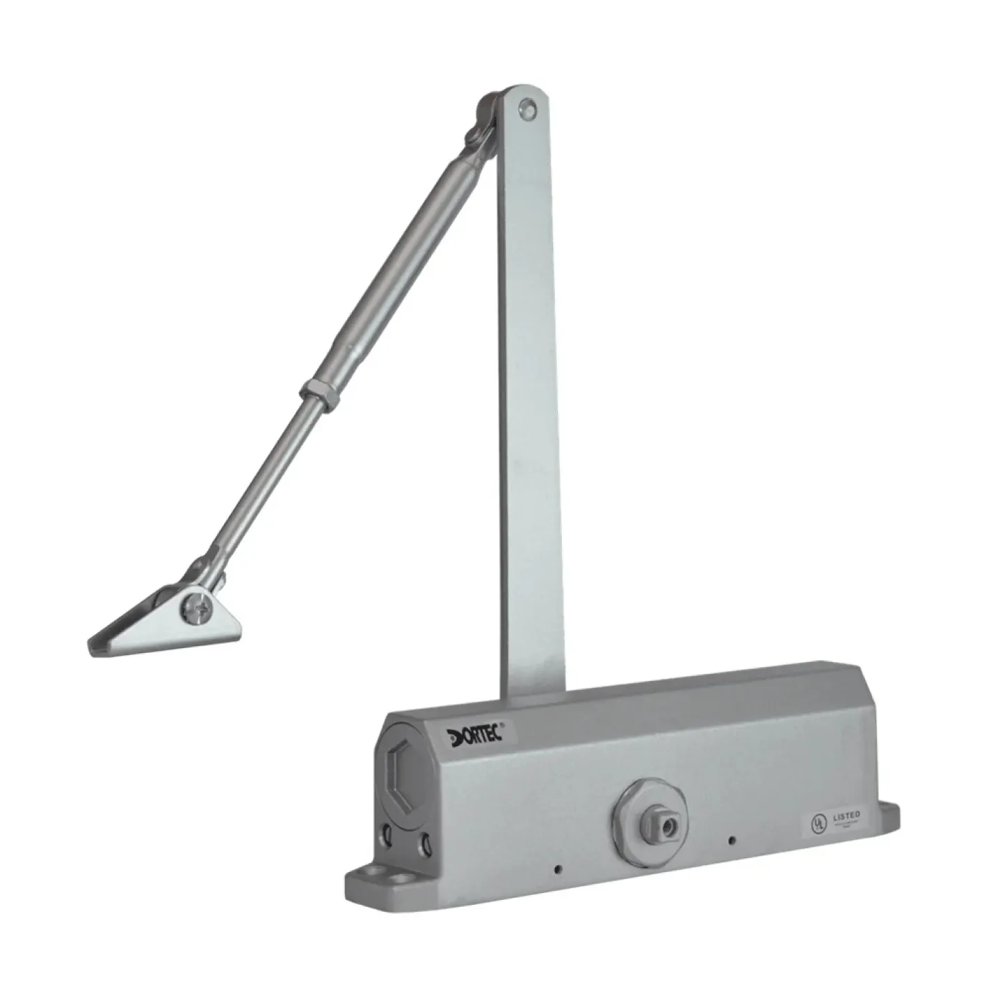 Дверной доводчик Dortec DT-536H Silver с фиксацией двери в открытом положении серебристый (63-00008) - Фото 1