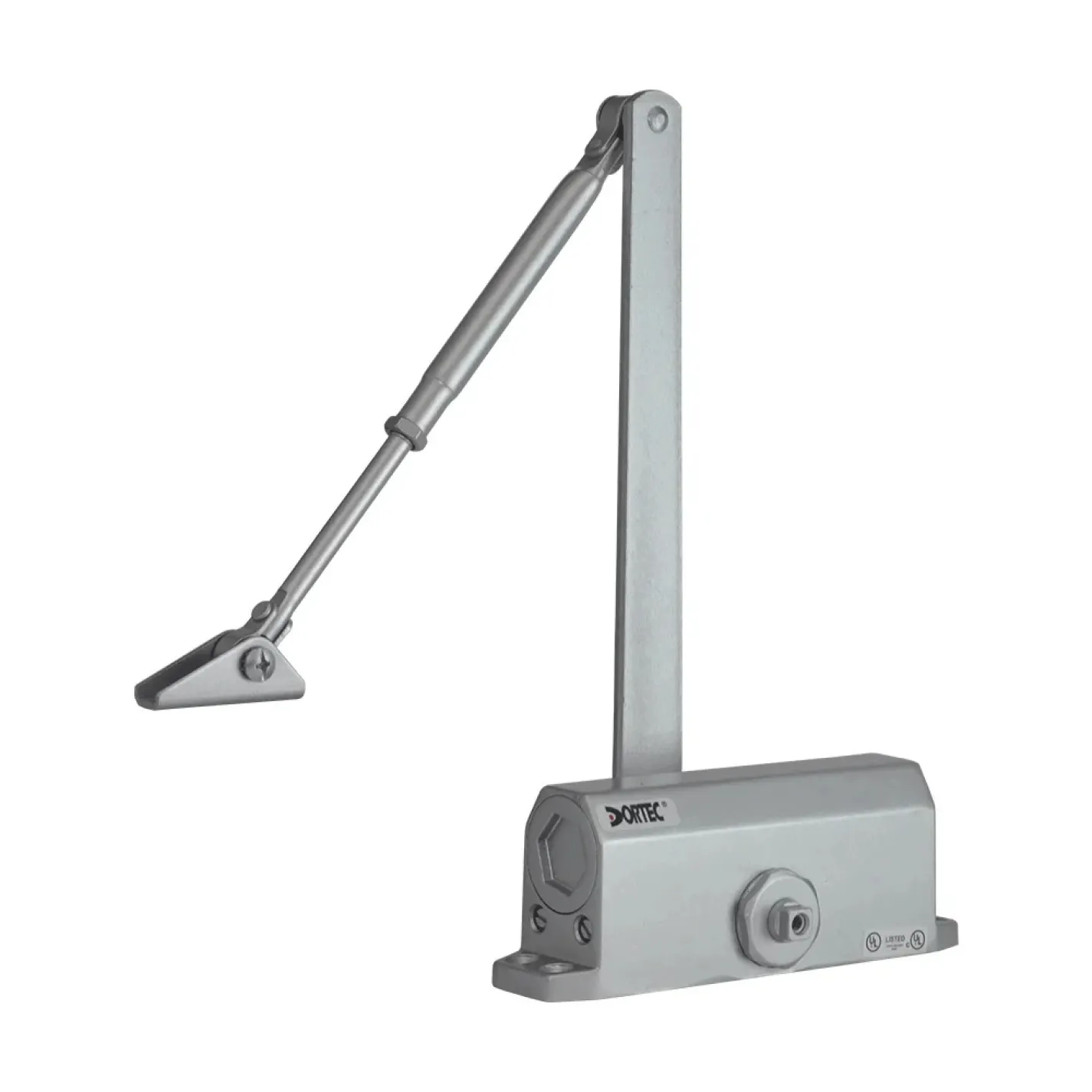 Дверной доводчик Dortec DT-63H Silver с фиксацией двери в открытом положении серебристый (63-00017) - Фото 1